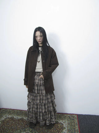 Cozy Deep Brown Street Straight Fit Lapel Long Sleeve Single Row Button Jacket