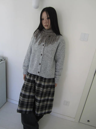 Cozy Korean Loose Fit Button Cardigan For Women Light Gray Round Neck Sweater