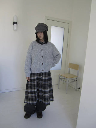 Cozy Korean Loose Fit Button Cardigan For Women Light Gray Round Neck Sweater