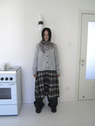 Cozy Korean Loose Fit Button Cardigan For Women Light Gray Round Neck Sweater