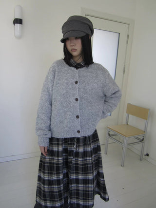 Cozy Korean Loose Fit Button Cardigan For Women Light Gray Round Neck Sweater