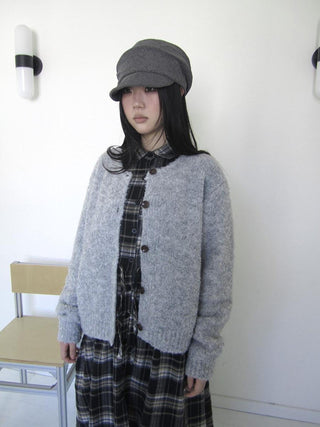 Cozy Korean Loose Fit Button Cardigan For Women Light Gray Round Neck Sweater