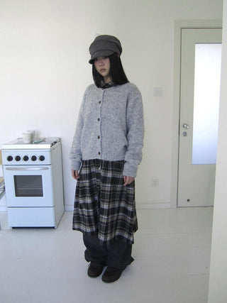 Cozy Korean Loose Fit Button Cardigan For Women Light Gray Round Neck Sweater