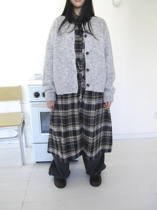 Cozy Korean Loose Fit Button Cardigan For Women Light Gray Round Neck Sweater