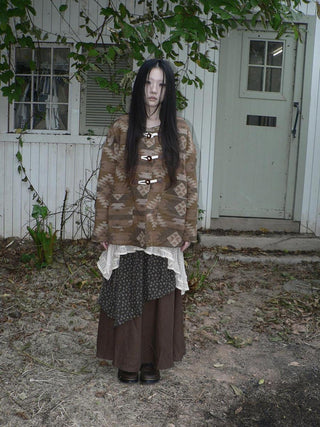 Cozy Oversized Vintage Commuter Round Neck Brown Single Button Puffer Jacket