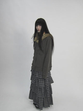 Detachable Fur Hooded Fleece Sweatshirt With Pockets
