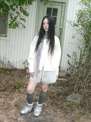 Diamond Knit Zip Loose Fit Commuter Long Sleeve Round Neck Cardigans