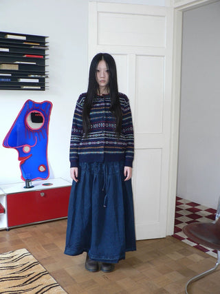 Fleece Lined Cotton Vintage A Line Pleated Loose Women Casual Maxi Skirt