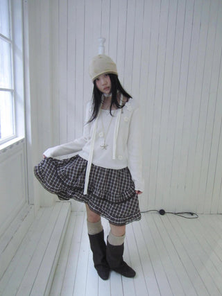 Floral Embellished Round Neck Long Sleeve Knit Top With Detachable Scarf Sweater