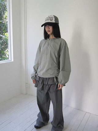 Functional Minimalist Drawstring Short Crop Top