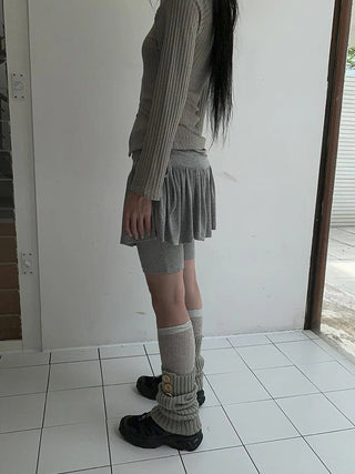 Functional Sporty Layered Drawstring Waist Short Skirt