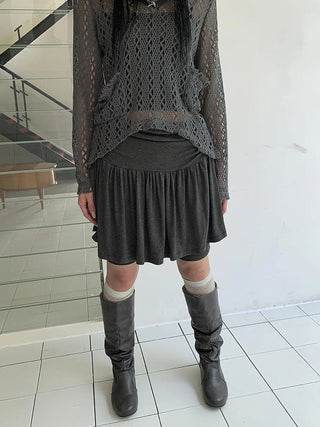 Functional Sporty Layered Drawstring Waist Short Skirt
