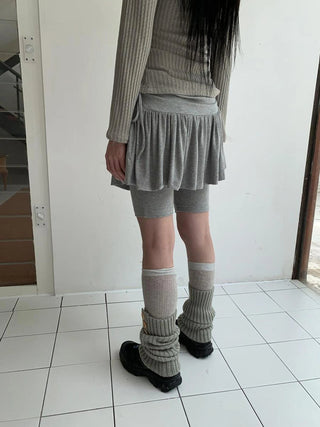 Functional Sporty Layered Drawstring Waist Short Skirt