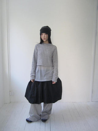 Gray Layered Loose Fit Long Sleeve Turtleneck Top