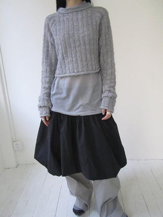 Gray Layered Loose Fit Long Sleeve Turtleneck Top