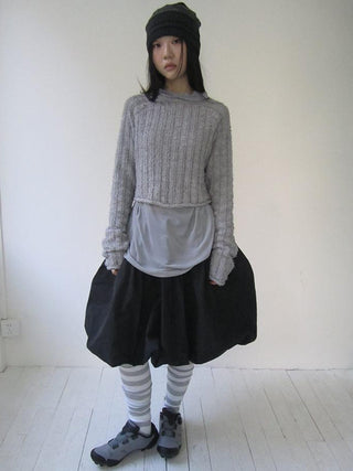 Gray Layered Loose Fit Long Sleeve Turtleneck Top