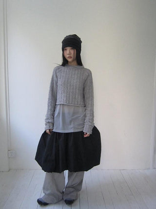 Gray Layered Loose Fit Long Sleeve Turtleneck Top