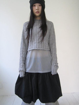Gray Layered Loose Fit Long Sleeve Turtleneck Top