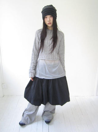 Gray Layered Loose Fit Long Sleeve Turtleneck Top
