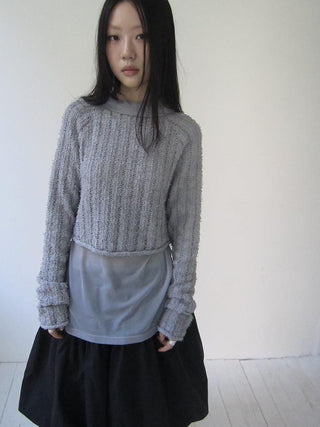 Gray Layered Loose Fit Long Sleeve Turtleneck Top
