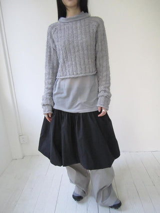 Gray Layered Loose Fit Long Sleeve Turtleneck Top