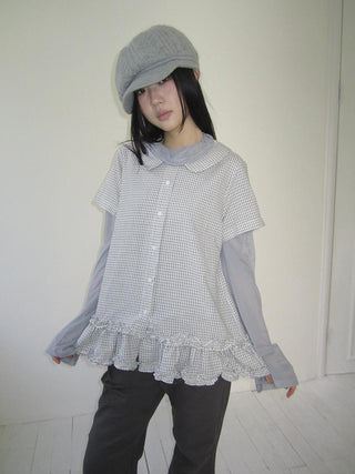 Gray Layered Loose Fit Long Sleeve Turtleneck Top