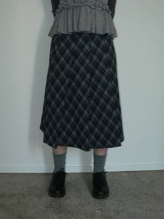High Waist Lined Vintage Pleated Side Zipper Casual Blue Women Midi Skirt
