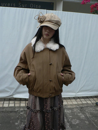 Insulated Cropped Vintage Loose Fit Fur Collar Women Zip Puffer Jacket