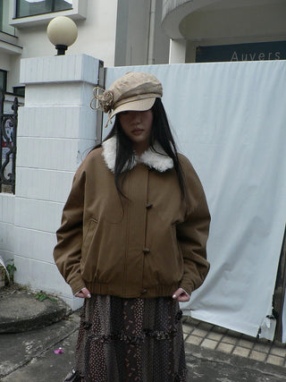 Insulated Cropped Vintage Loose Fit Fur Collar Women Zip Puffer Jacket