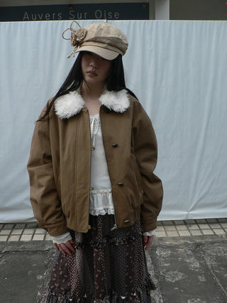 Insulated Cropped Vintage Loose Fit Fur Collar Women Zip Puffer Jacket