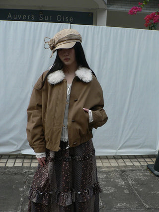 Insulated Cropped Vintage Loose Fit Fur Collar Women Zip Puffer Jacket