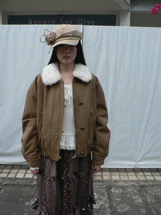 Insulated Cropped Vintage Loose Fit Fur Collar Women Zip Puffer Jacket