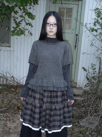Knitted Loose Fit Crew Neck Pullover Short Sleeve Commuter Solid T-Shirt