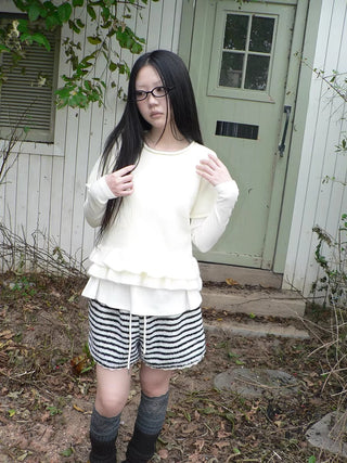 Knitted Loose Fit Crew Neck Pullover Short Sleeve Commuter Solid T-Shirt