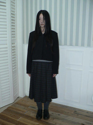 Korean Straight Button Short Lapel Long Sleeve Women Solid Black Jacket