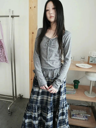 Lace Bow Tie Ruffle Sleeve Tee T-shirt