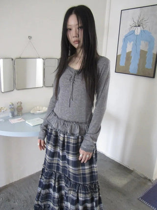 Lace Bow Tie Ruffle Sleeve Tee T-shirt