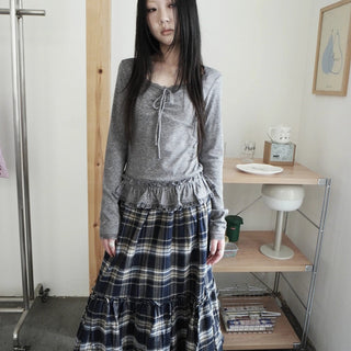 Lace Bow Tie Ruffle Sleeve Tee T-shirt