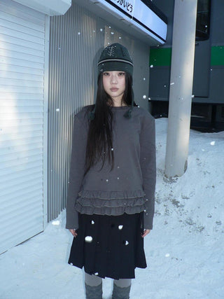 Loose Korean Long Sleeve Crew Neck Pullover Women Solid Oversized T-Shirt