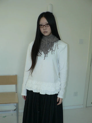 Loose Korean Long Sleeve Crew Neck Pullover Women Solid Oversized T-Shirt