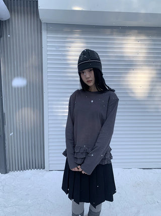 Loose Korean Long Sleeve Crew Neck Pullover Women Solid Oversized T-Shirt