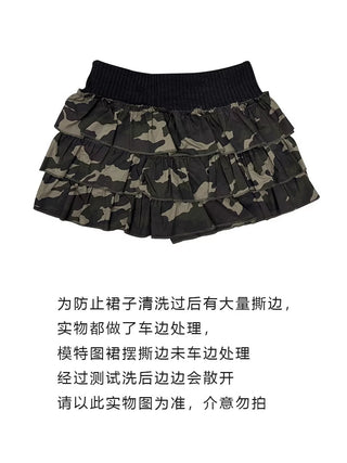Low Rise Ruffled Tiered Street Style One Size Casual Mini Skirt