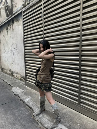 Low Rise Ruffled Tiered Street Style One Size Casual Mini Skirt