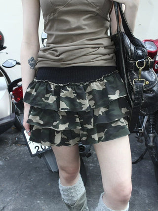 Low Rise Ruffled Tiered Street Style One Size Casual Mini Skirt