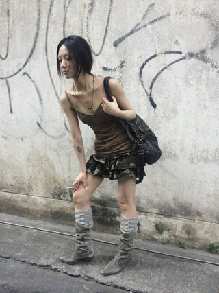 Low Rise Ruffled Tiered Street Style One Size Casual Mini Skirt
