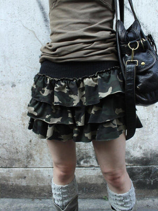 Low Rise Ruffled Tiered Street Style One Size Casual Mini Skirt