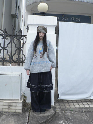 Minimal Fringe Chic Wide Leg Culotte Loose Elastic Waist Women Black Pants