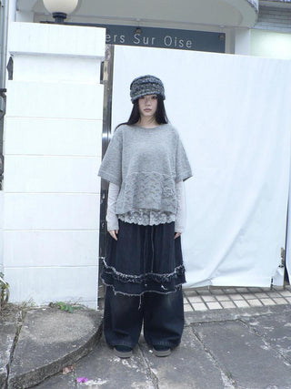 Minimal Fringe Chic Wide Leg Culotte Loose Elastic Waist Women Black Pants