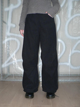 Natural Waist Vintage Pleated Straight Leg Casual Women Black Button Pants