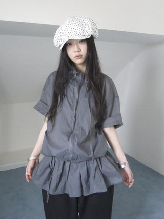 New Korean Functional Thin Layer Hem Hip Curtain Short Sleeve T-shirt Two-Piece Set